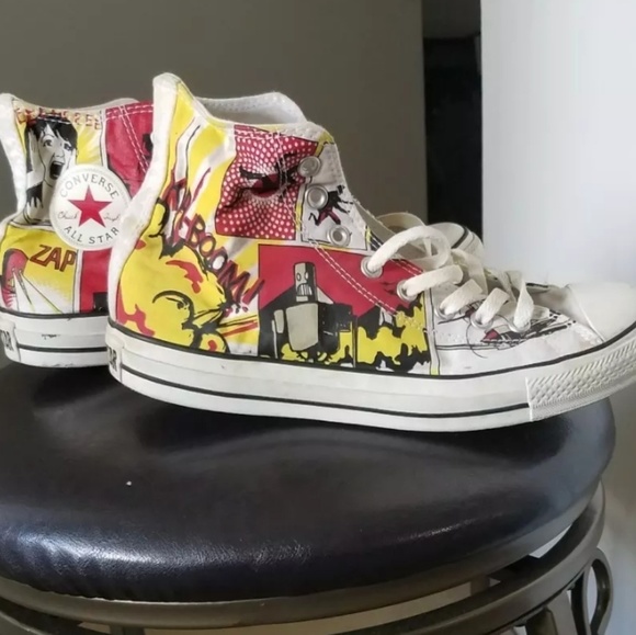 Pattern Print Comic Book Strip Men Women's High Top Shoes